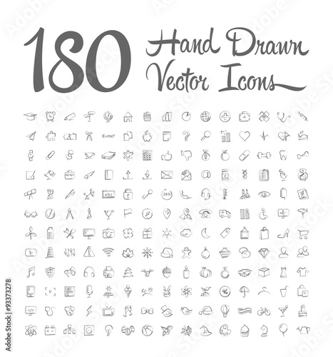 hand drawn vector icons on white background photo