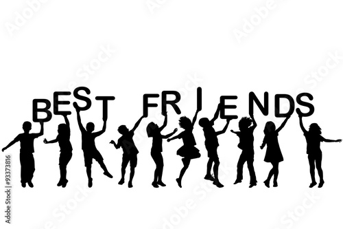 Children holding letters building the words BEST FRIENDS