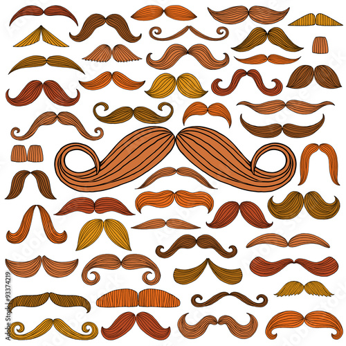 hand drawn mustache set
