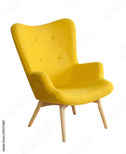 Fotografie, Obraz Yellow modern chair isolated on white