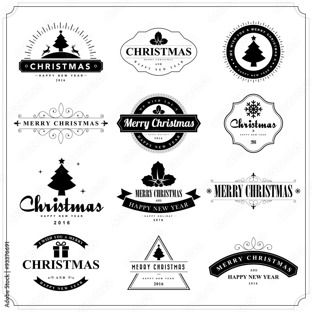 Merry Christmas and Happy New Year typographic background Merry Christmas and Happy New Year typographic background