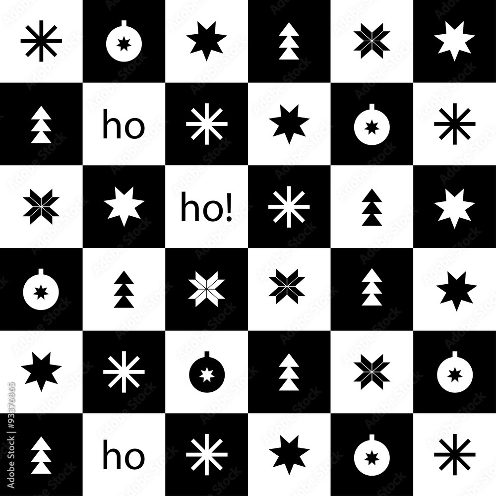 Vector seamless black and white winter Christmas and New Year background