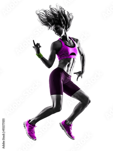 woman fitness jumping exercises silhouette