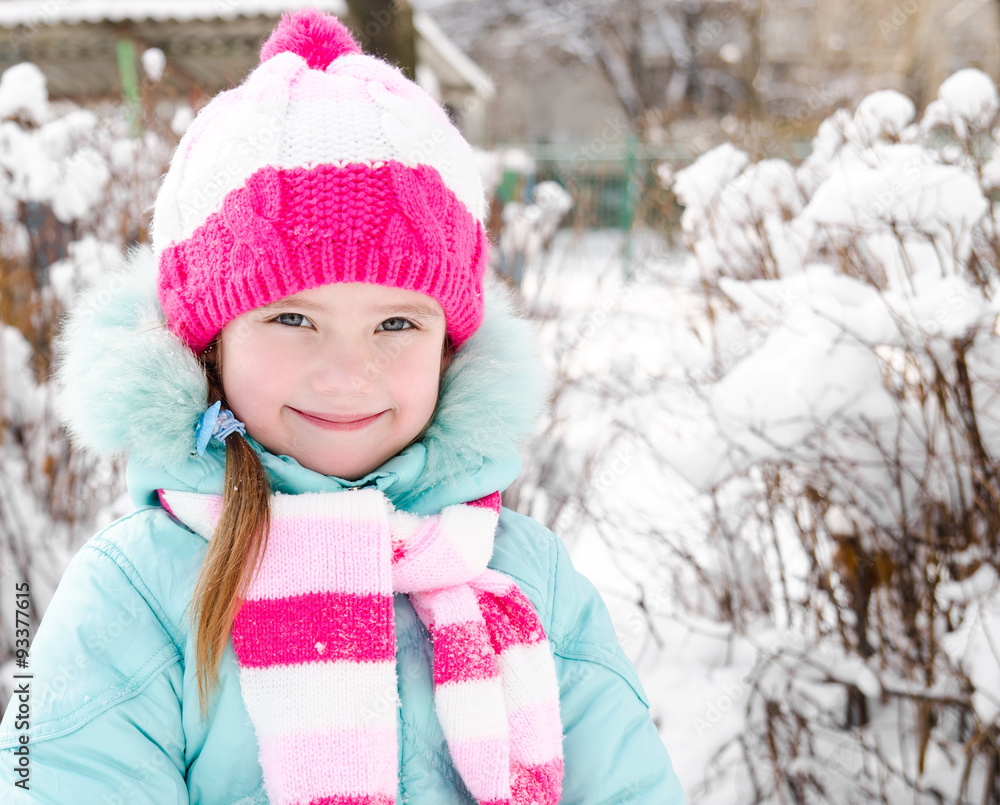 Portrait of smiling little girl in winter day Portrait of smiling little girl in winter day