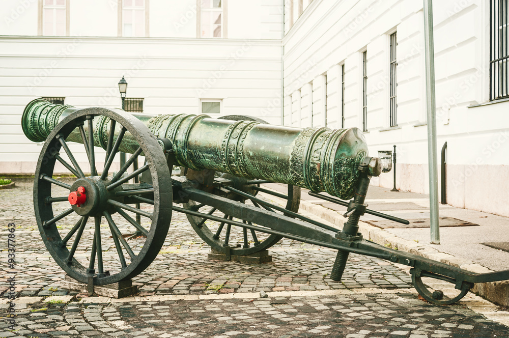 Old cannon at Buda palace, Budapest.