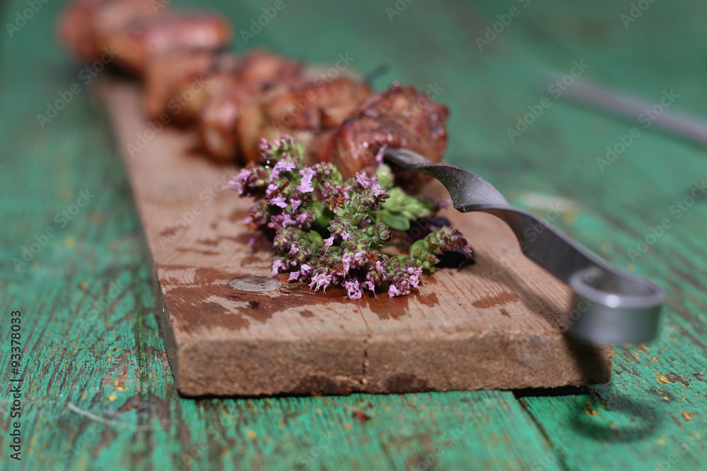 meat skewers on the barbecue coals meat skewers on the barbecue coals