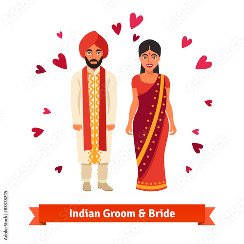 Indian wedding, bride, groom in national costumes