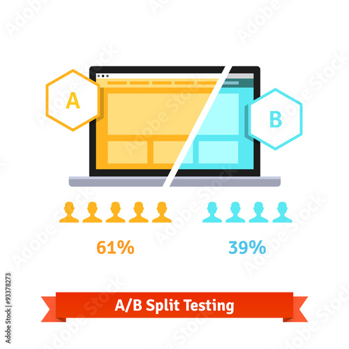 AB split testing. Laptop screen