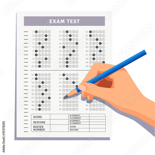 Student filling out answers to exam test