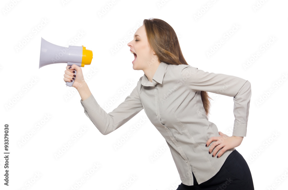 Woman in business concept isolated on white Woman in business concept isolated on white