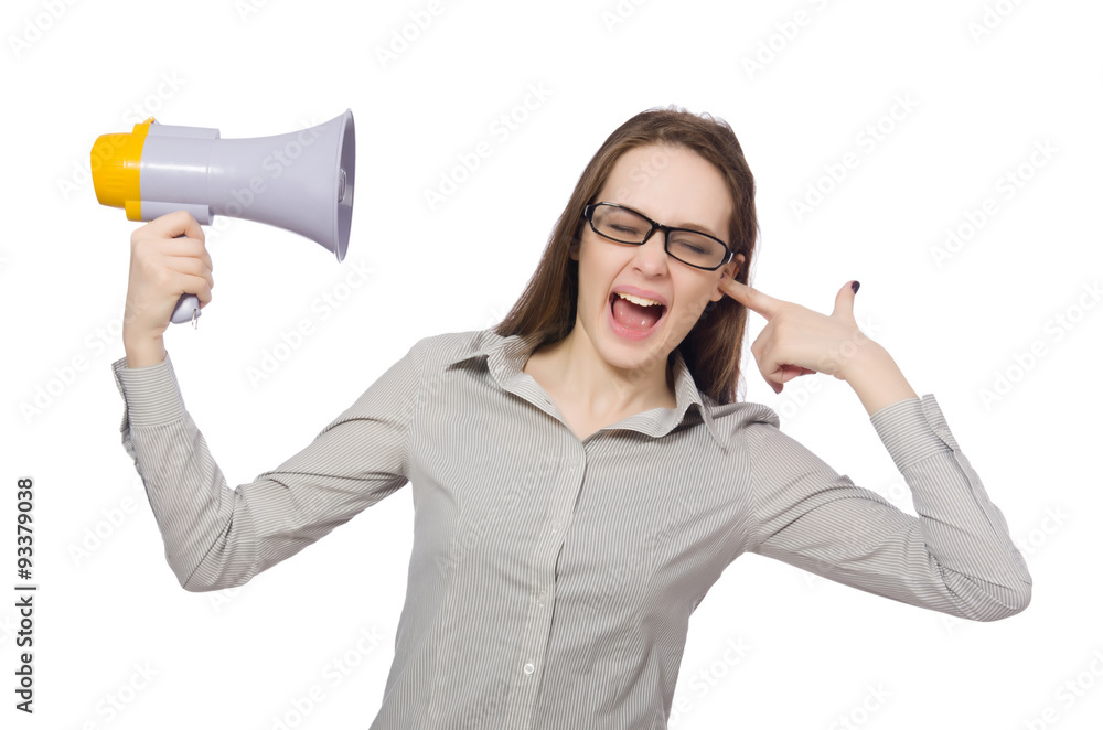 Woman in business concept isolated on white Woman in business concept isolated on white