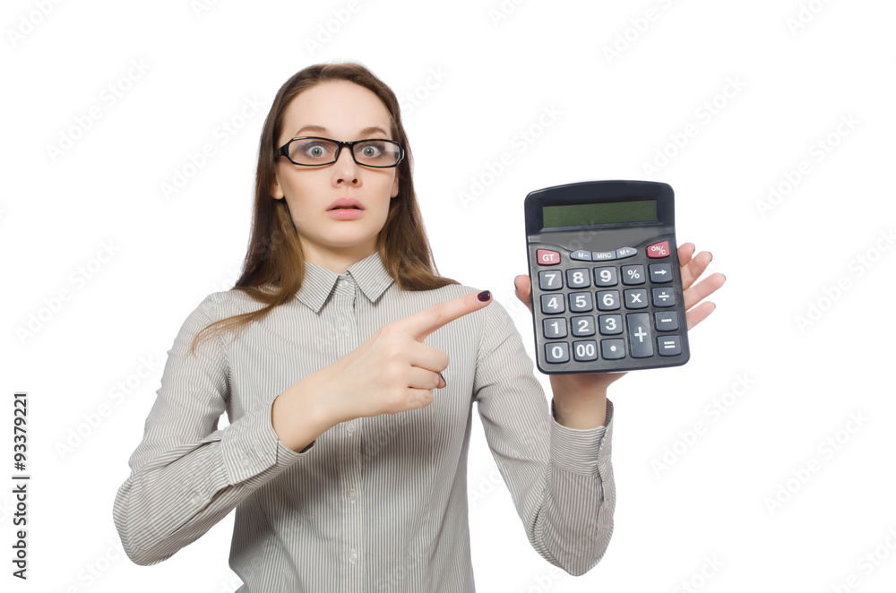 Woman in business concept isolated on white Woman in business concept isolated on white