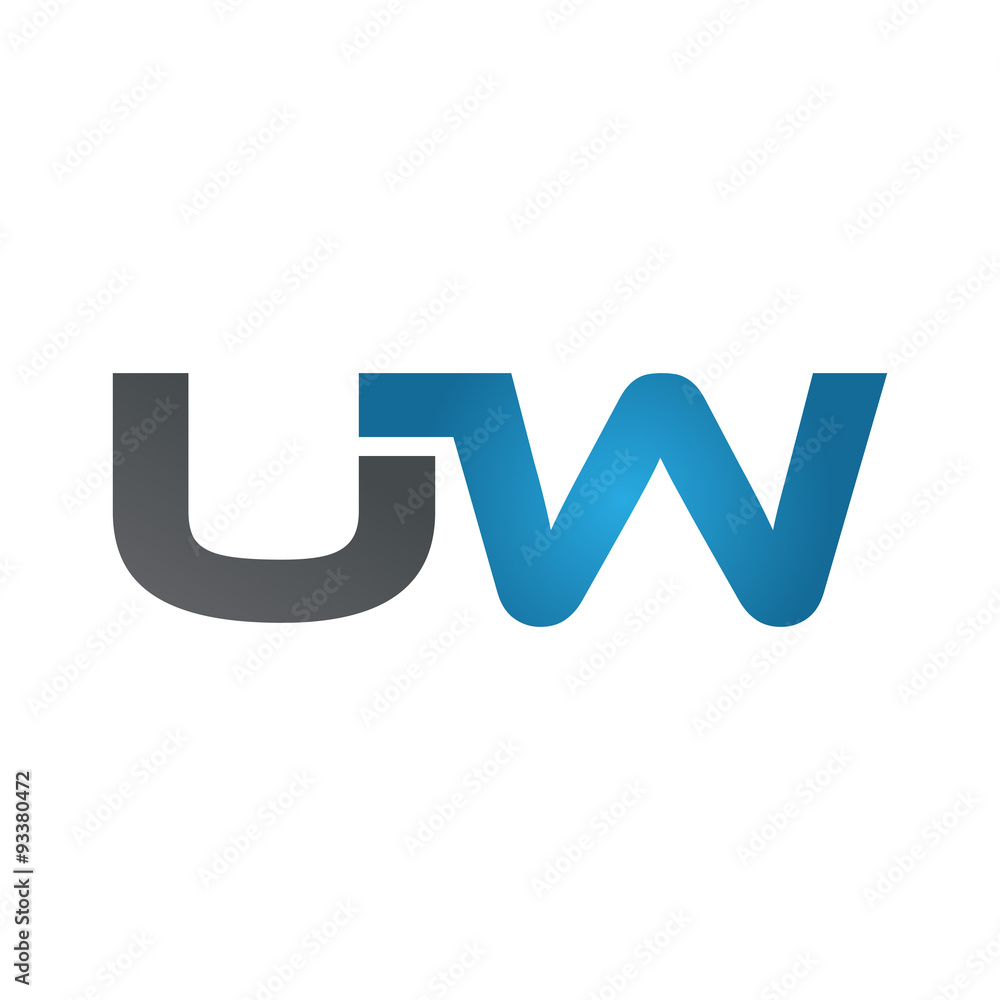 UW company linked letter logo blue UW company linked letter logo blue