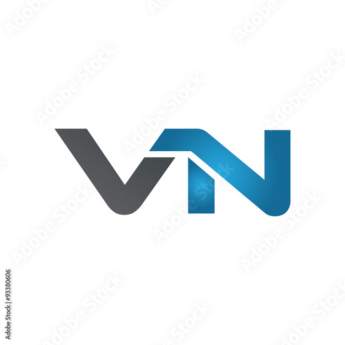 VN  company linked letter logo blue