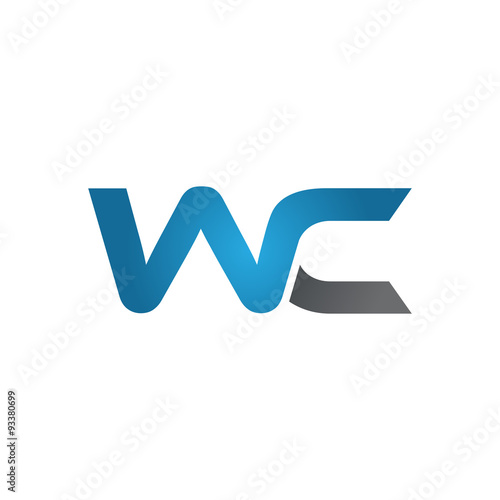 WC company linked letter logo blue