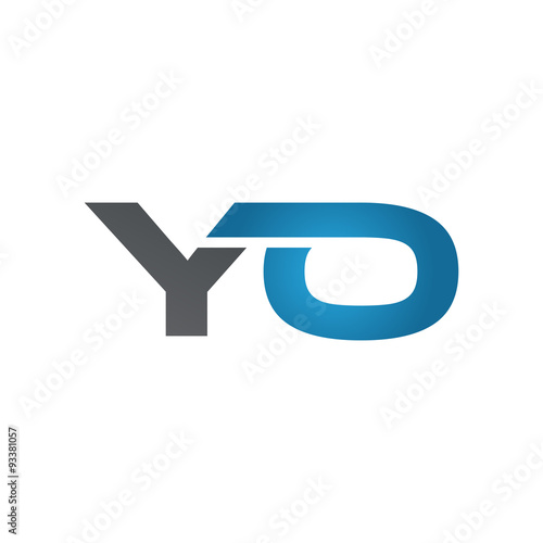 YO company linked letter logo blue