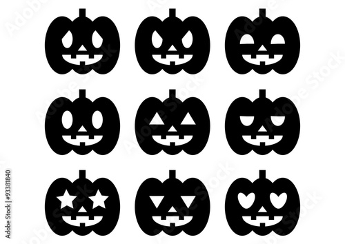 ハロウィンのかぼちゃのアイコンセット（黒）