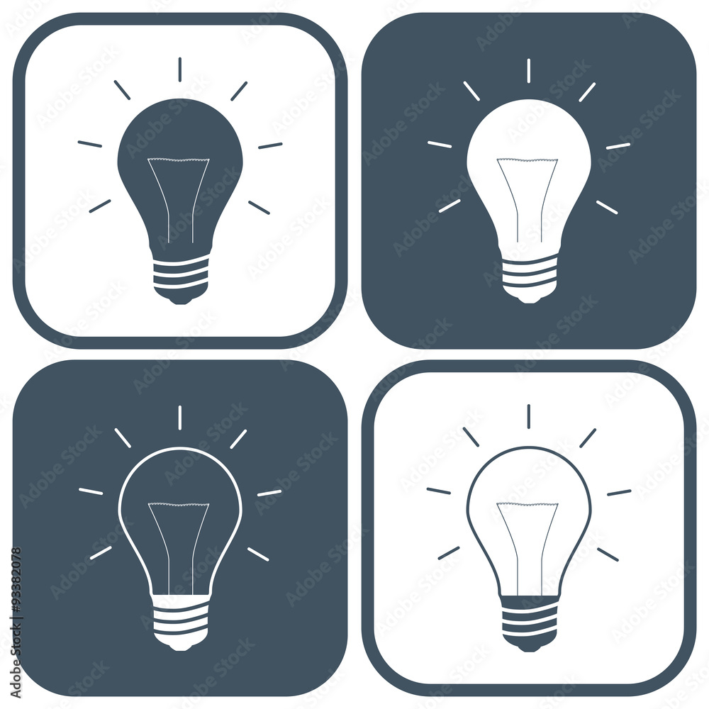 set bulbs icons gray color on the white background set bulbs icons gray color on the white background