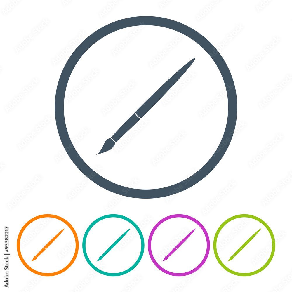 set brush icons different color on a white background set brush icons different color on a white background
