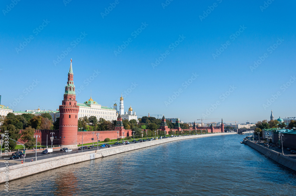 the Moscow Kremlin and  waterfront, Russia