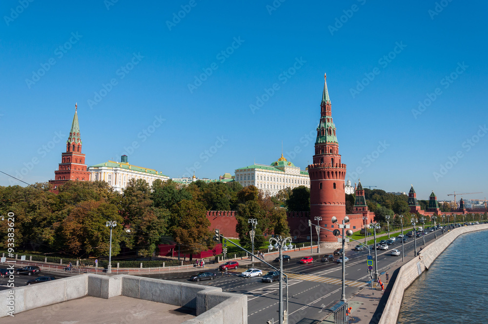 the Moscow Kremlin and  waterfront, Russia