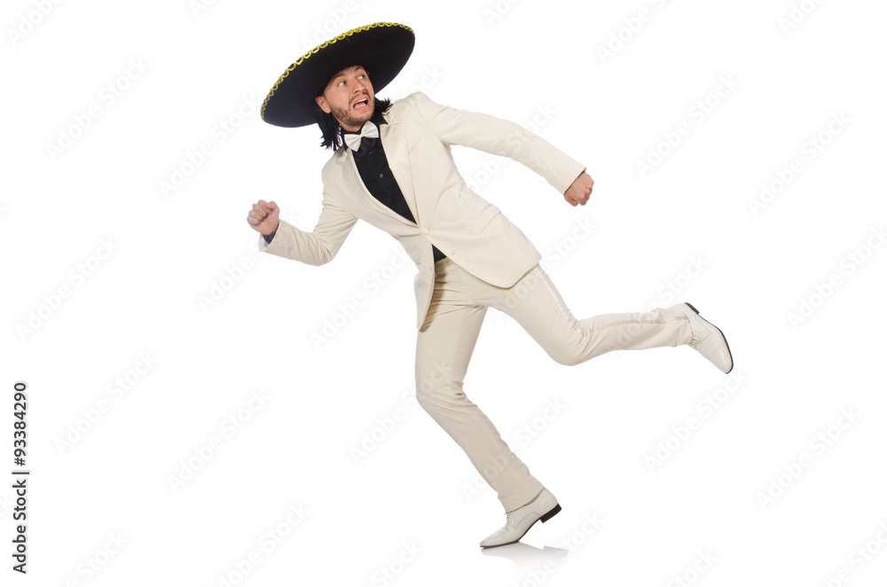 Funny mexican in suit and sombrero isolated on white Funny mexican in suit and sombrero isolated on white