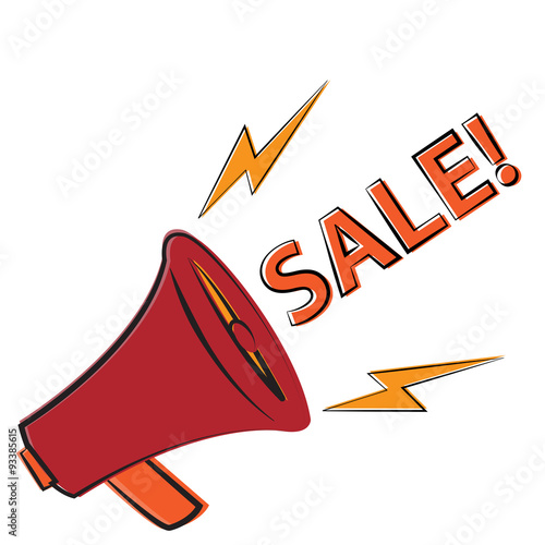megaphone. vector illustration of speaker with sale message