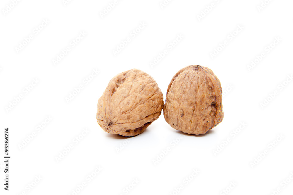 Fine grown walnuts. All on white background Fine grown walnuts. All on white background