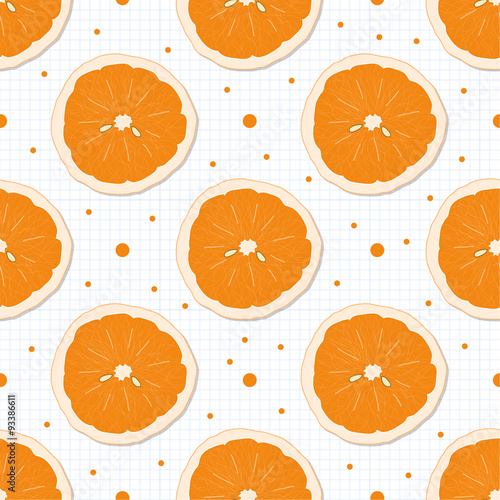 Seamless pattern with orange. White background with texture.