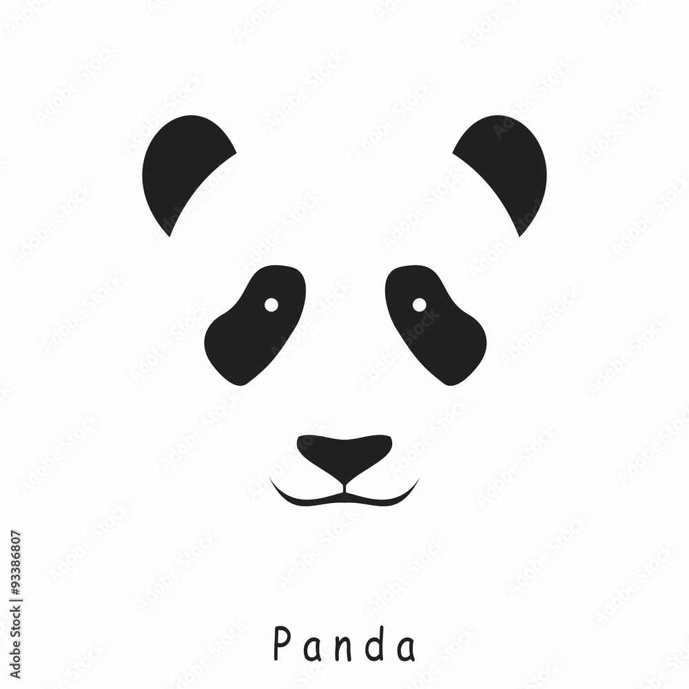 Panda Head icon vector on a white background. Panda Head icon vector on a white background.