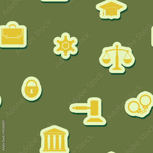 Seamless background with symbols of law and courts for your design
