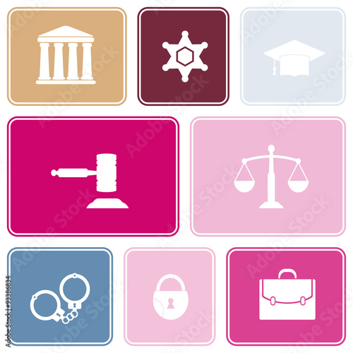 Seamless background with symbols of law and courts for your design