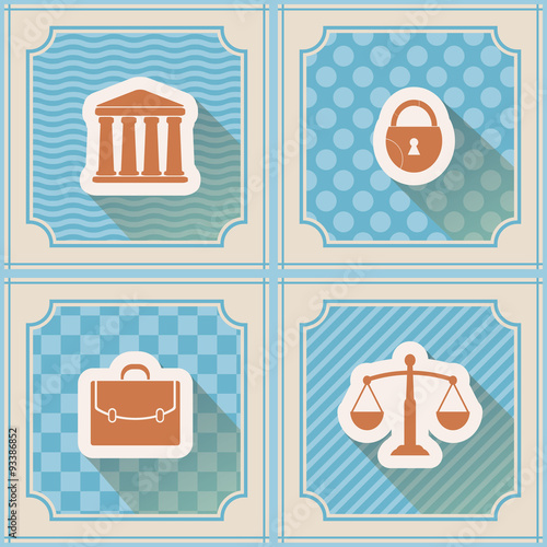 Seamless background with symbols of law and courts for your design