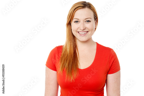 Pretty lady in vibrant red top © stockyimages
