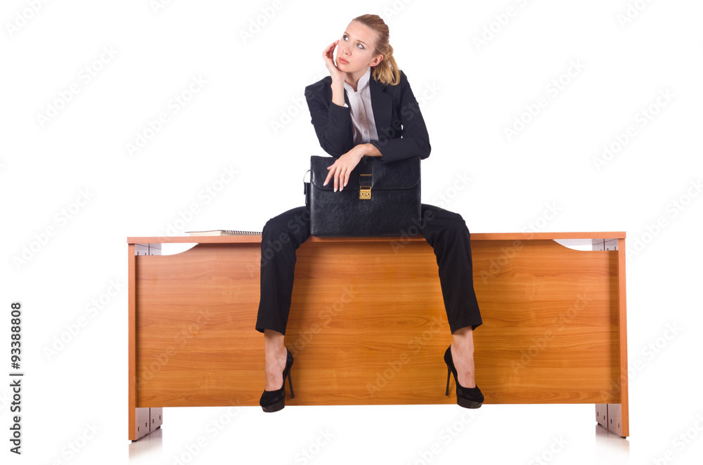 Woman with lots of paperwork isolated on white Woman with lots of paperwork isolated on white