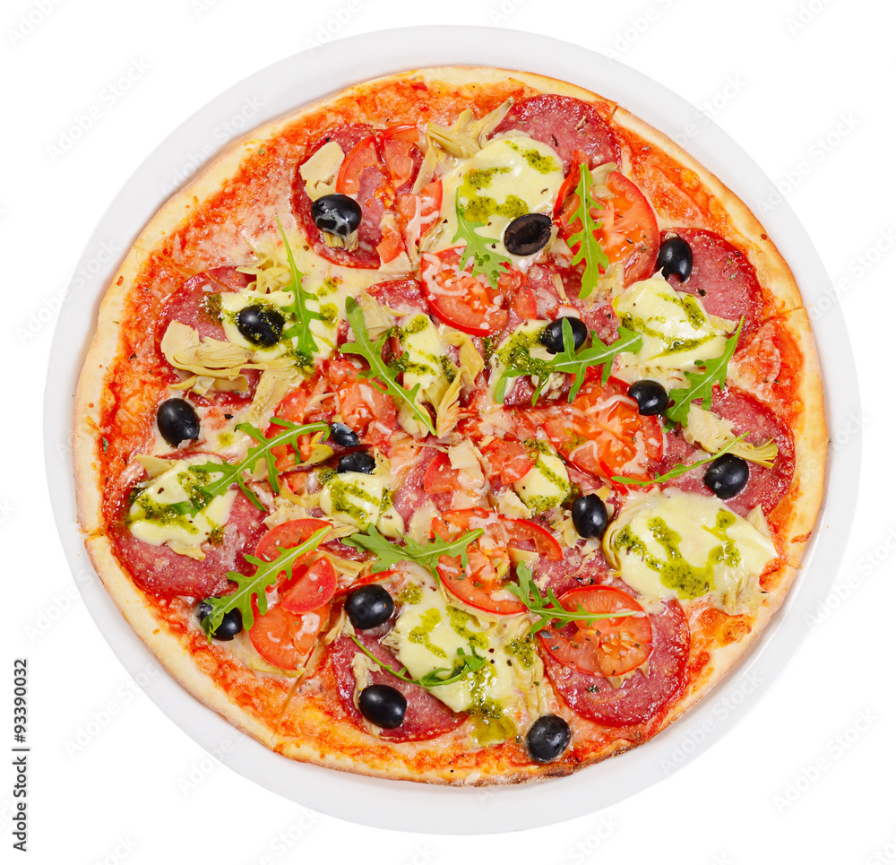 Italian pizza with cheese and olives