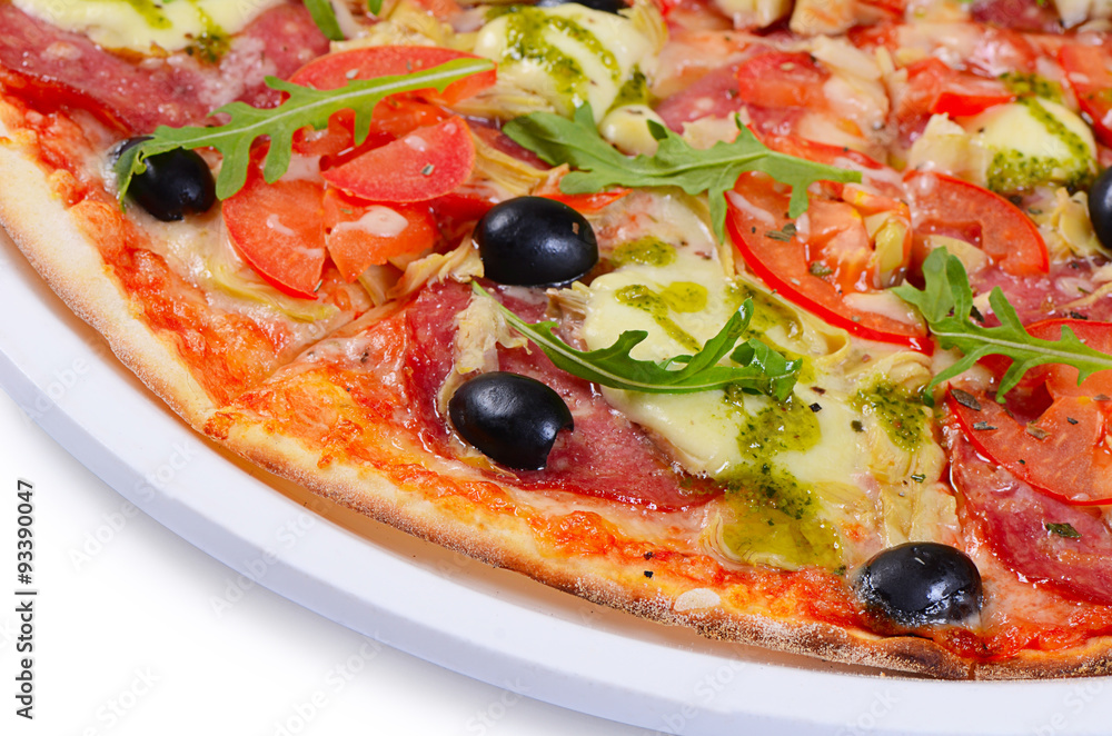 Italian pizza with cheese and olives Italian pizza with cheese and olives