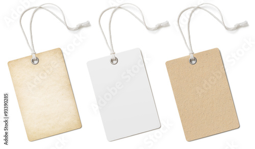 Blank cardboard price tags or labels set isolated  photo