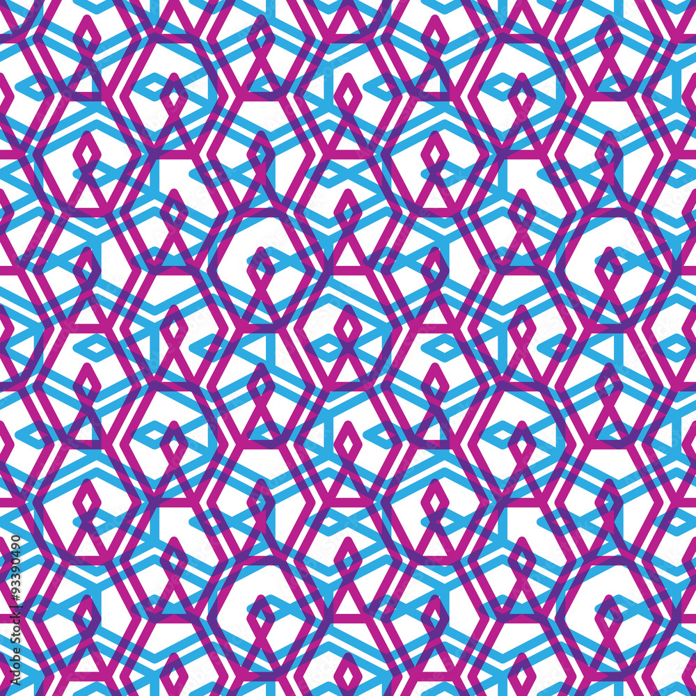 Fototapeta premium Geometric messy lined seamless pattern, colorful maze vector end