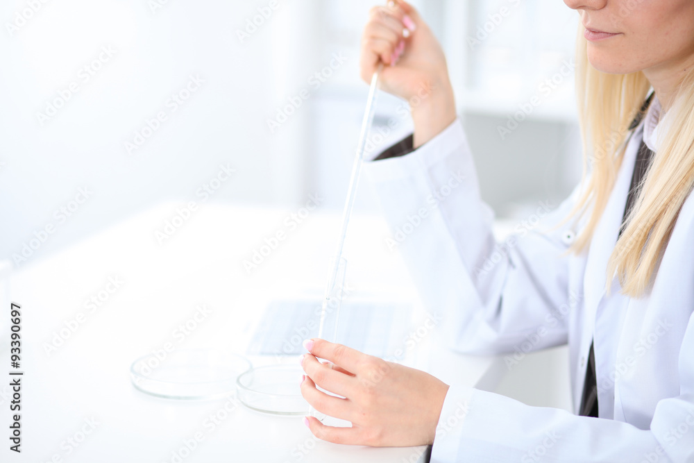 Female scientific research. in laboratory Female scientific research. in laboratory