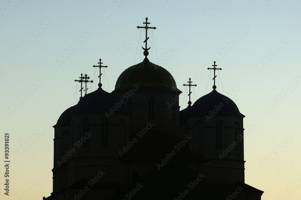 Silhouette of Orthodox cathedral