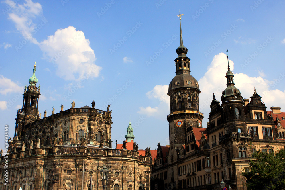 Dresden Cathedral, or the Cathedral of the Holy Trinity, Catholic Church of the Royal Court of Saxony and clock tower Germany