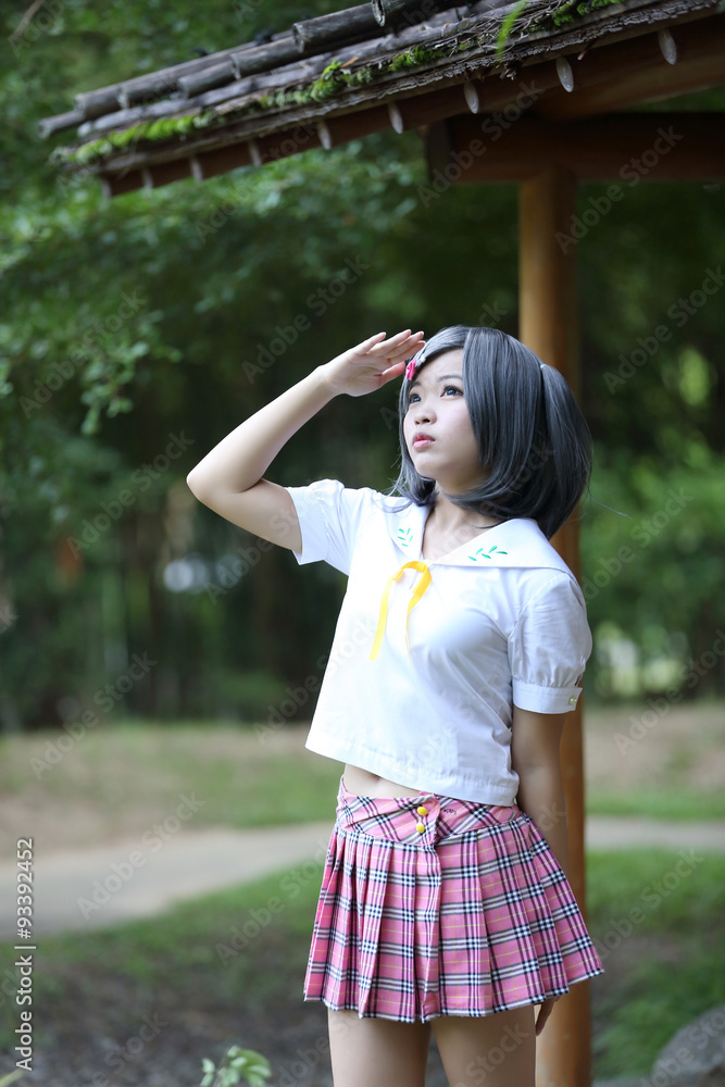 Naklejka premium Asian school girl