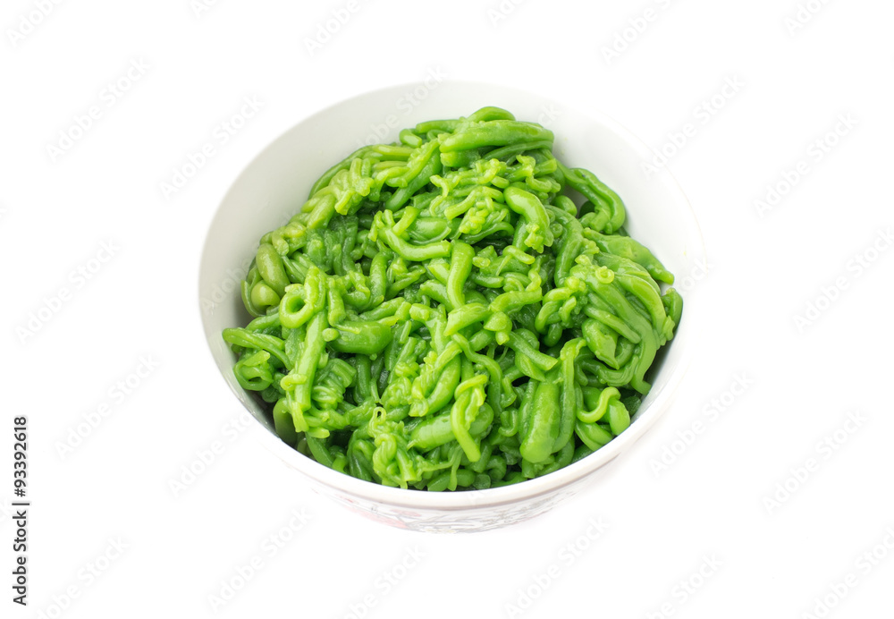 thai desserts, noodles made of rice eaten on white background thai desserts, noodles made of rice eaten on white background