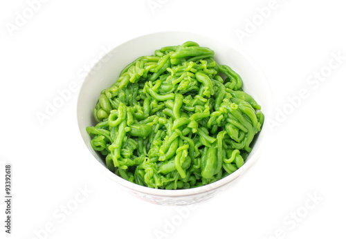 thai desserts  noodles made of rice eaten on white background