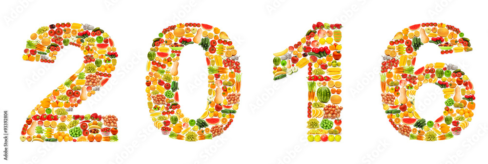 Year 2016 made from fruits Year 2016 made from fruits