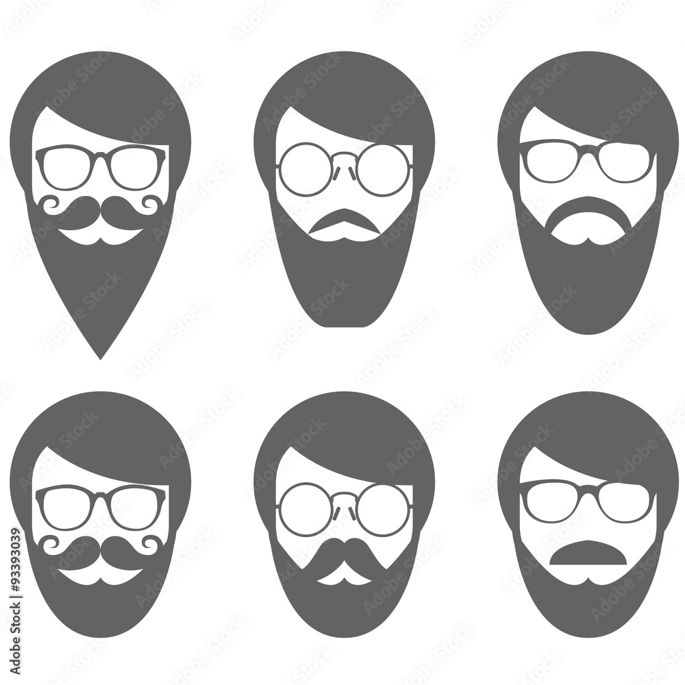Face of bearded man - hipster in glasses with moustache Face of bearded man - hipster in glasses with moustache