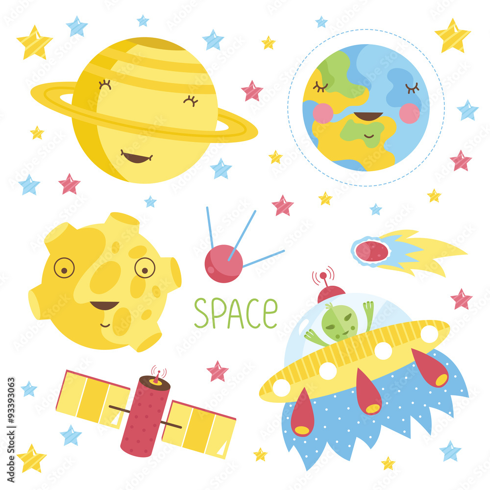 Cartoon illustration about space. Cartoon illustration about space.