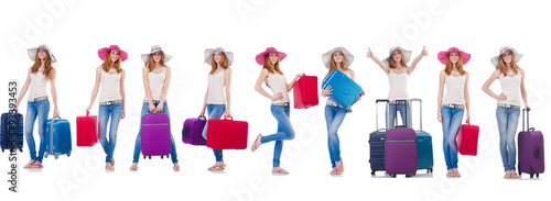 Set of photos with woman travelling