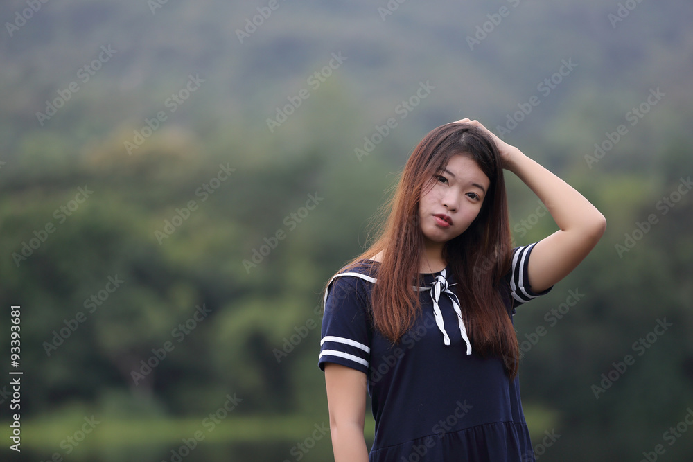 Asian girl in nature